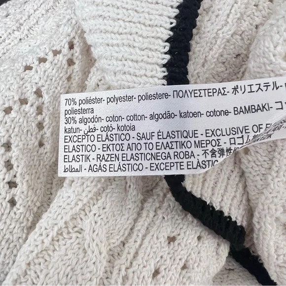 Zara Women’s  Short-Sleeve Collar Plain Contrast Trim Pointelle Knit Crop Size M - Picture 7 of 7